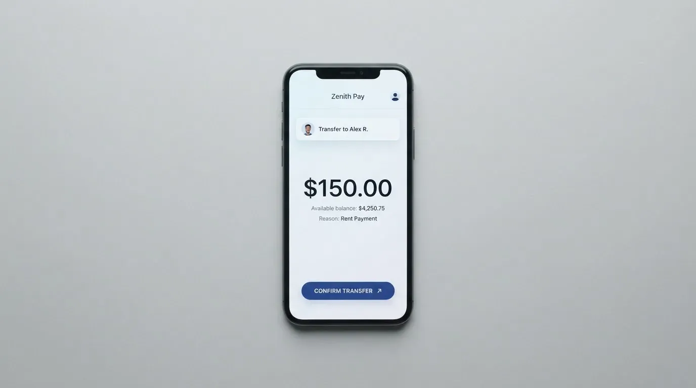A phone showing a stablecoin transfer screen