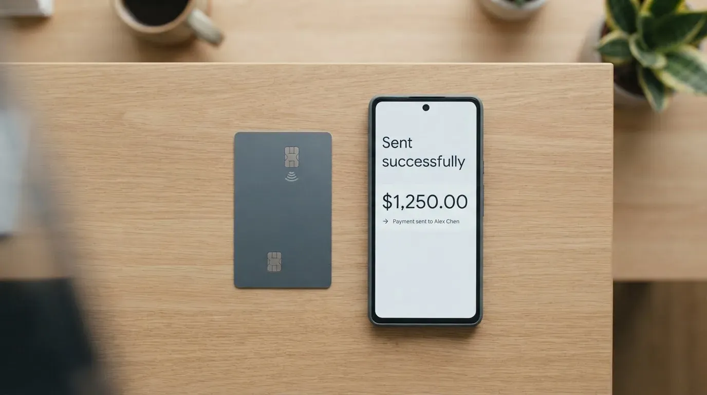 A phone showing a stablecoin transfer screen