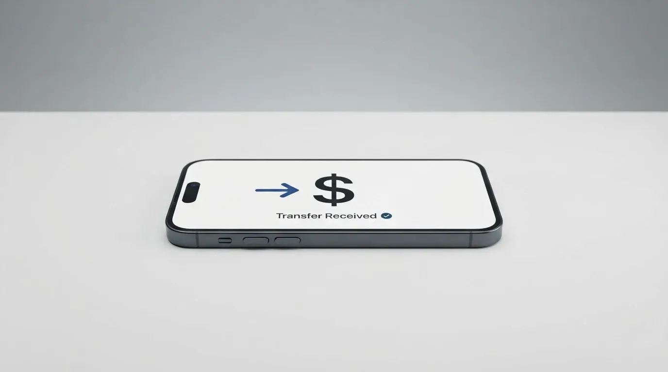 A phone showing a stablecoin transfer screen