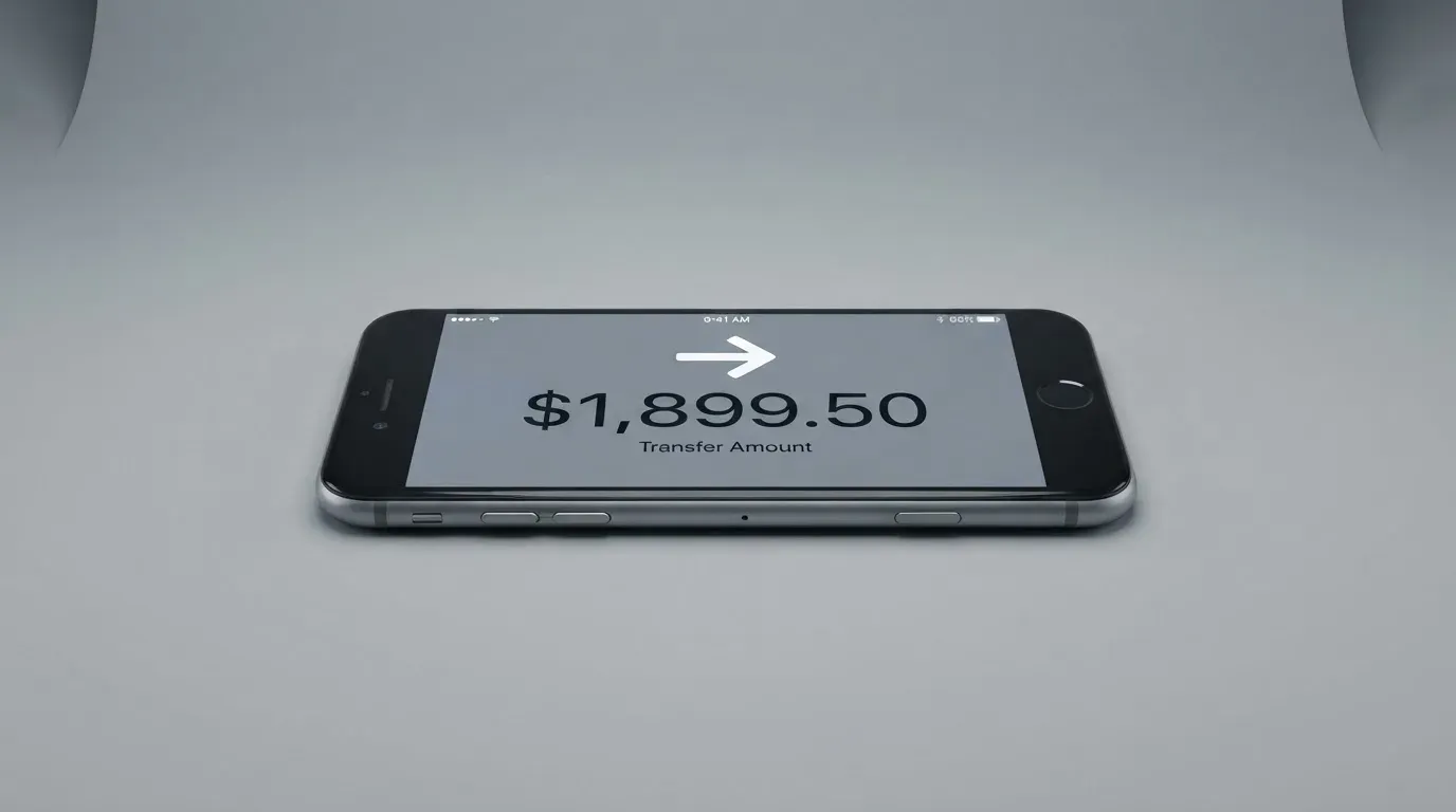 A phone showing a stablecoin transfer screen