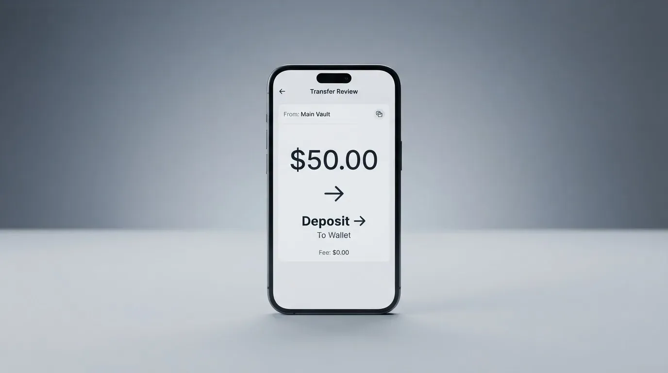A phone showing a stablecoin transfer screen