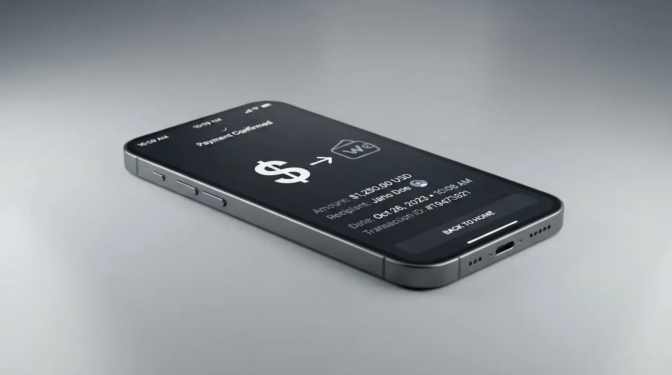 A phone showing a stablecoin transfer screen