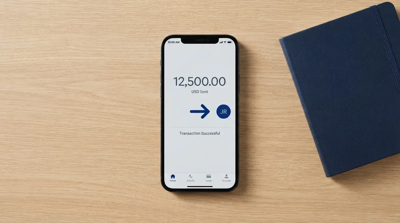 A phone showing a stablecoin transfer screen