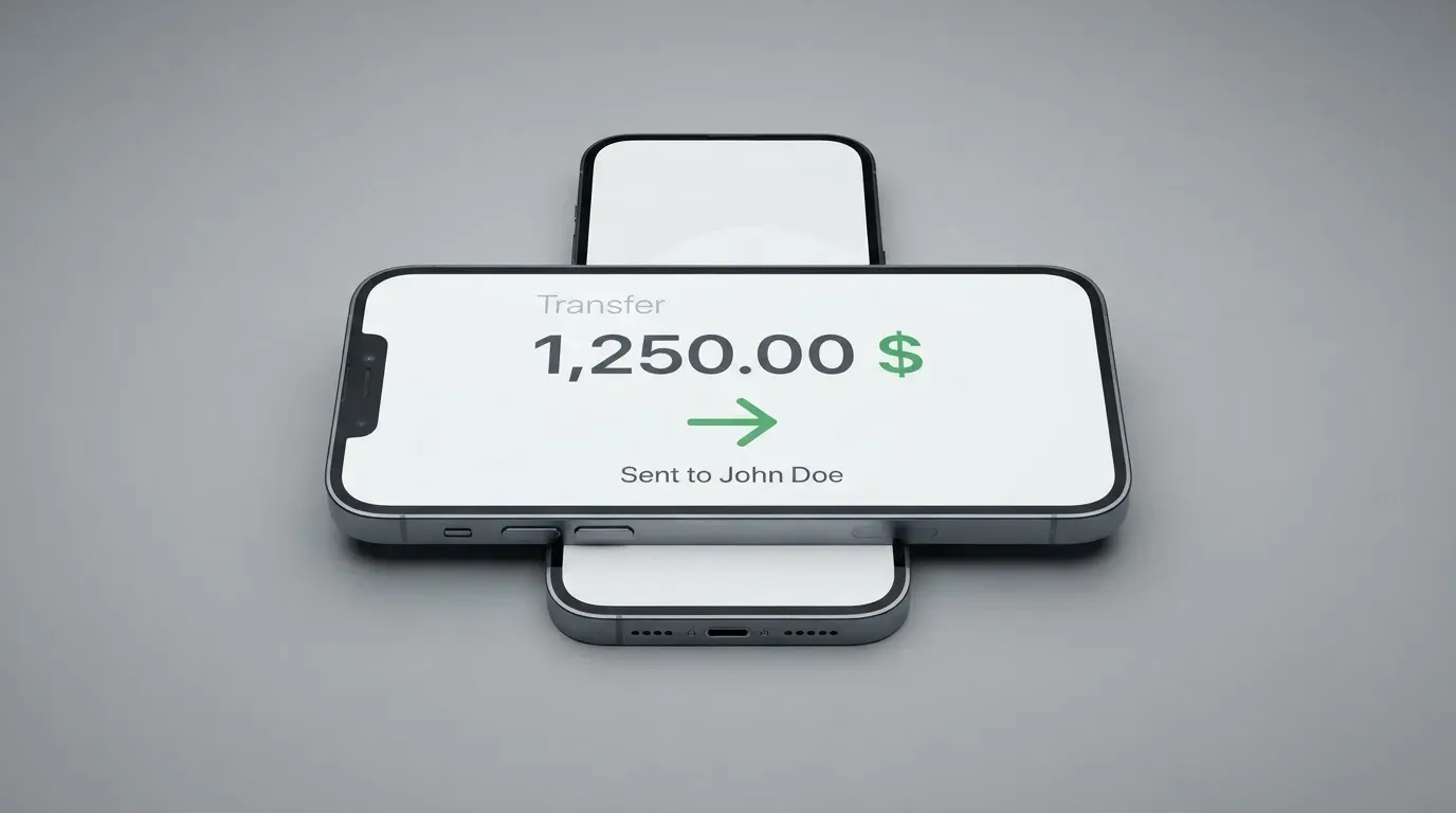 A phone showing a stablecoin transfer screen