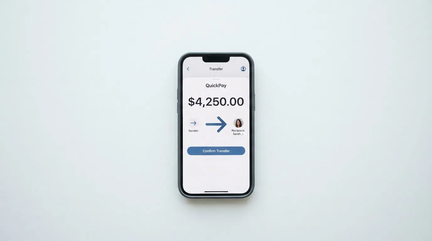 A phone showing a stablecoin transfer screen