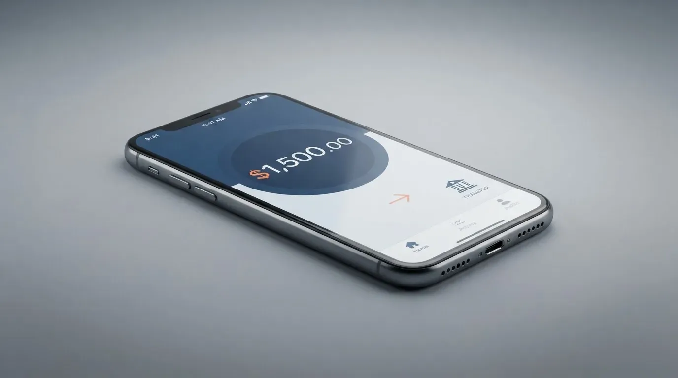 A phone showing a stablecoin transfer screen