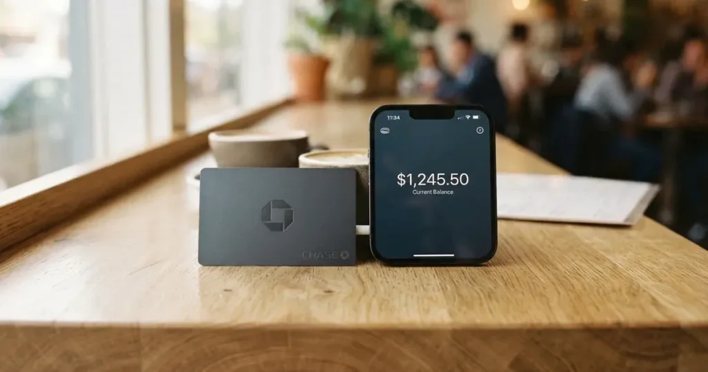 A payment card next to a phone with a crypto wallet app open