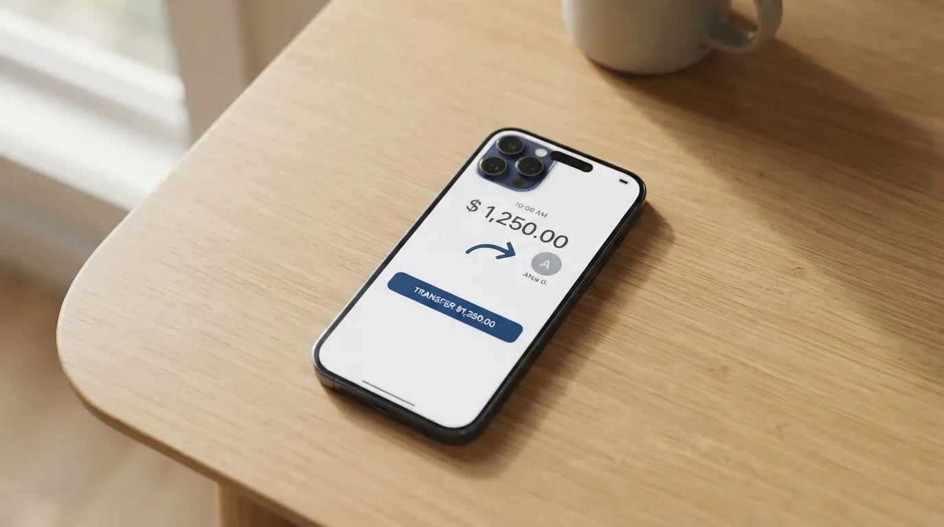 A phone showing a stablecoin transfer screen