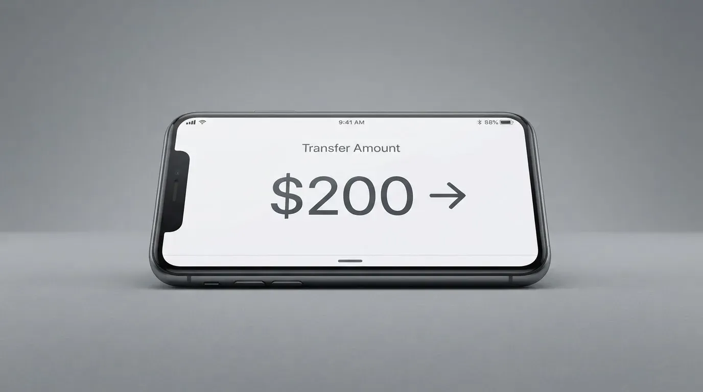 A phone showing a stablecoin transfer screen