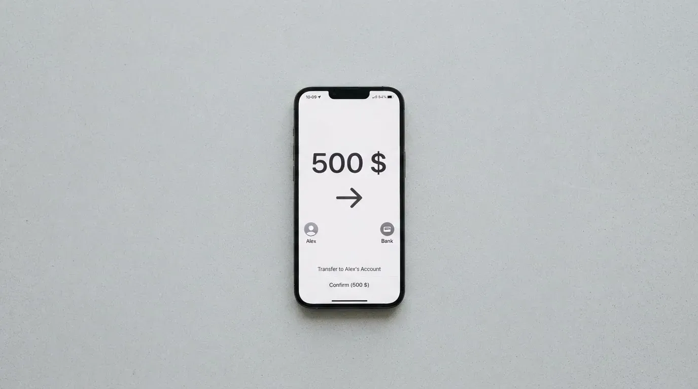 A phone showing a stablecoin transfer screen