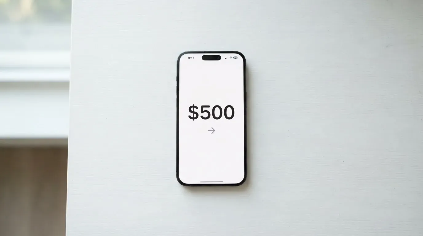 A phone showing a stablecoin transfer screen