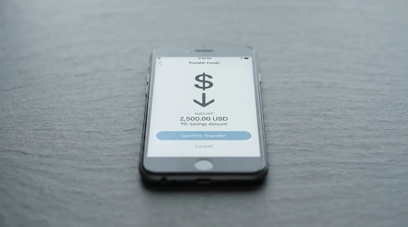 A phone showing a stablecoin transfer screen