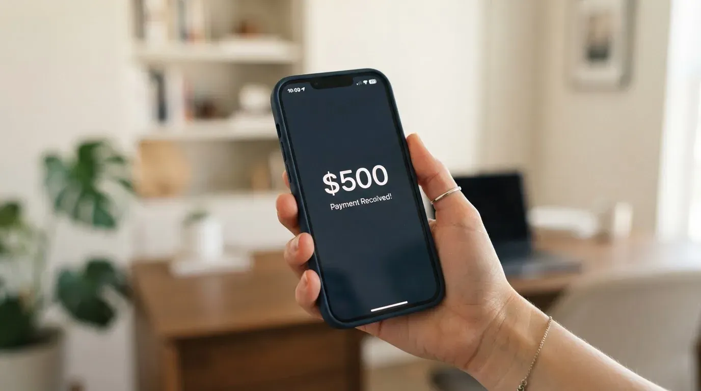 A phone showing a stablecoin transfer screen