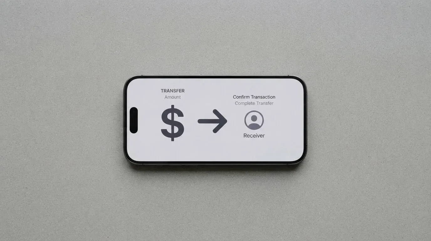 A phone showing a stablecoin transfer screen