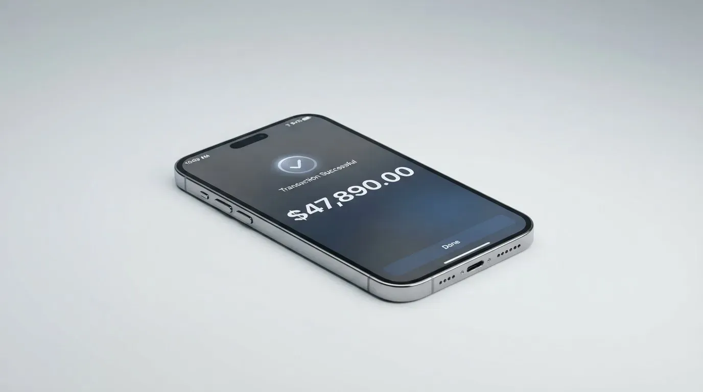 A phone showing a stablecoin transfer screen