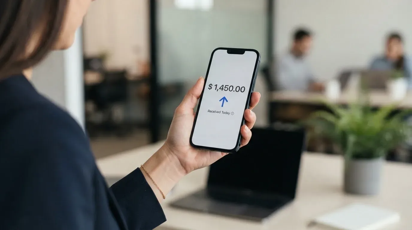 A phone showing a stablecoin transfer screen