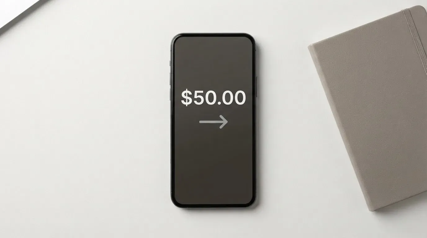 A phone showing a stablecoin transfer screen