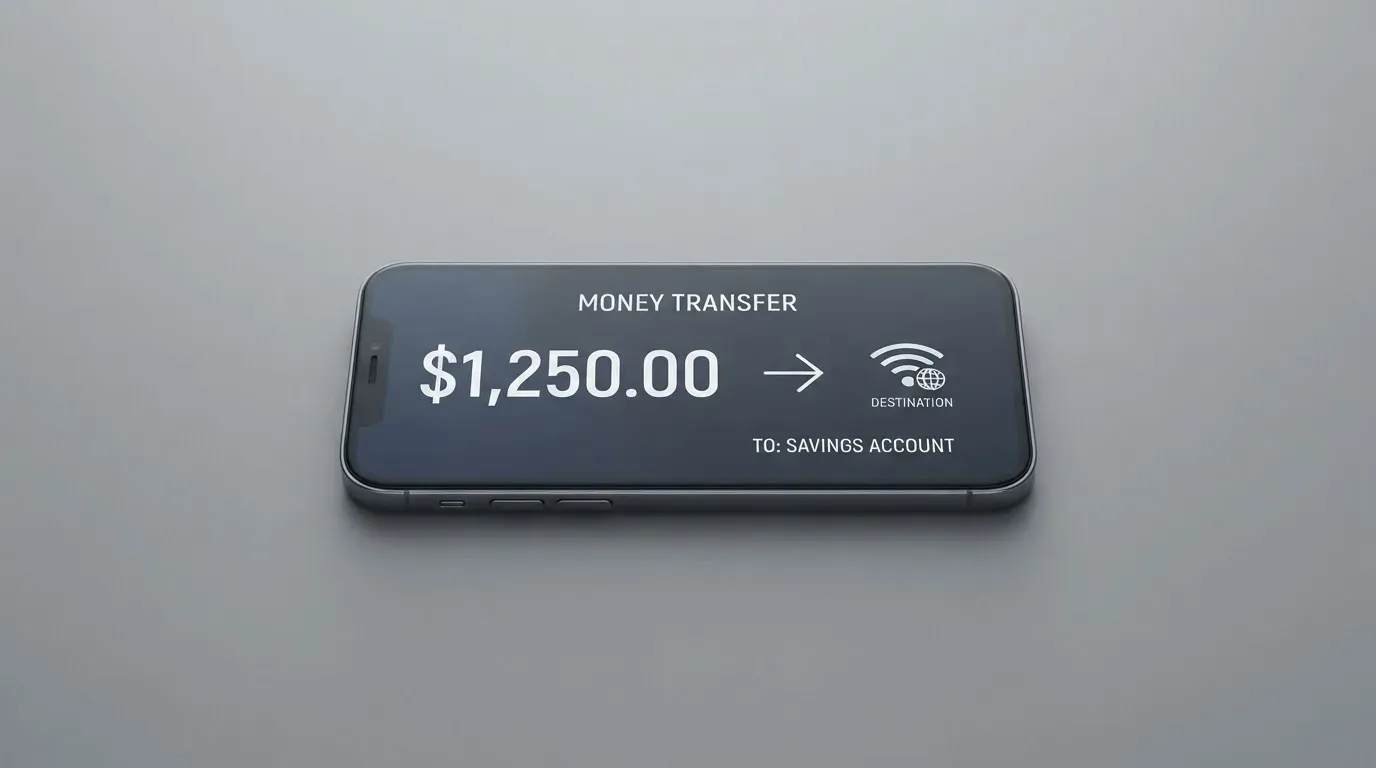 A phone showing a stablecoin transfer screen