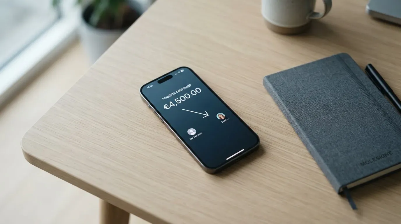 A phone showing a stablecoin transfer screen