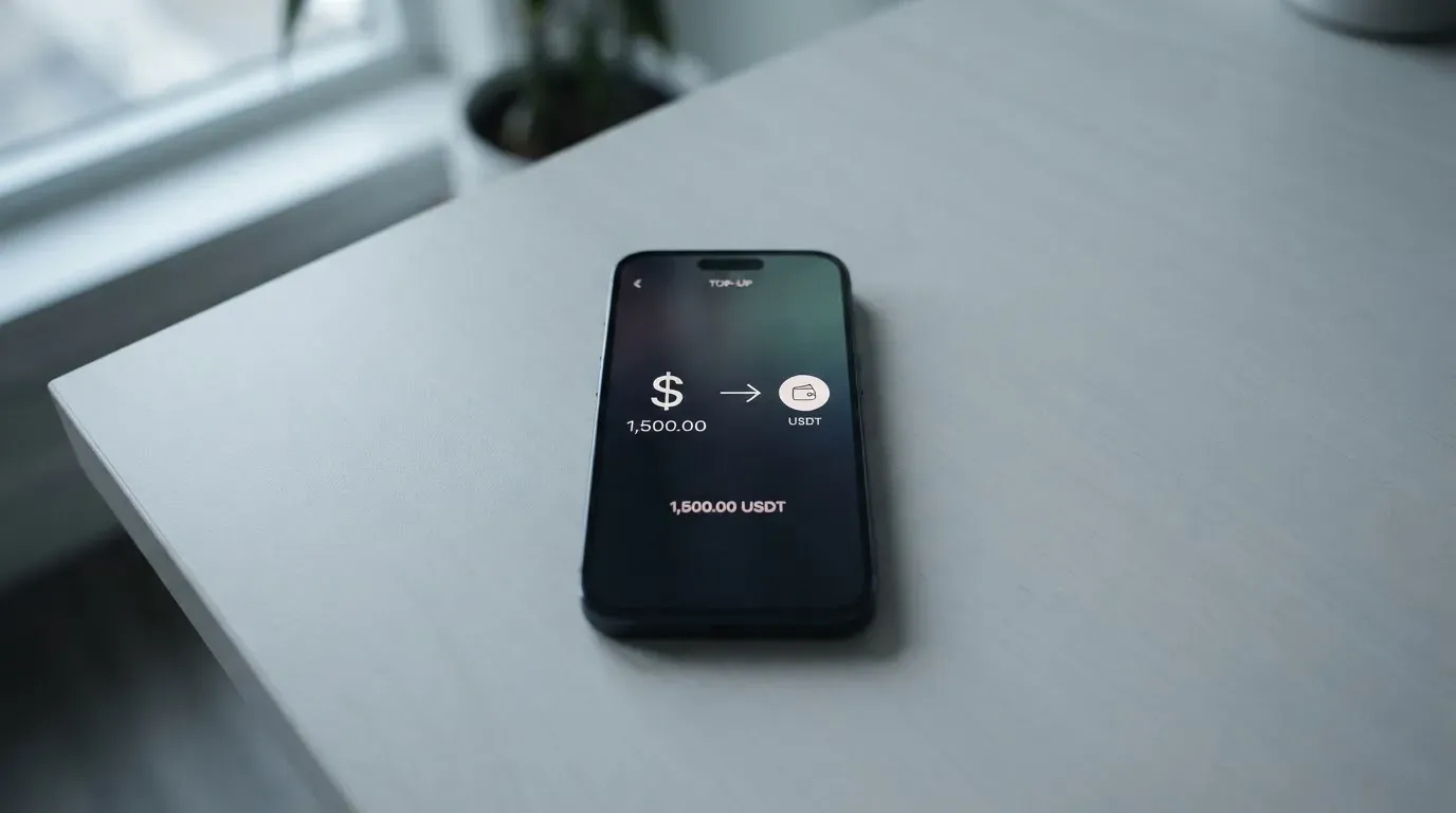 A phone showing a stablecoin transfer screen