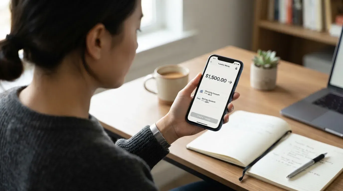 A phone showing a stablecoin transfer screen