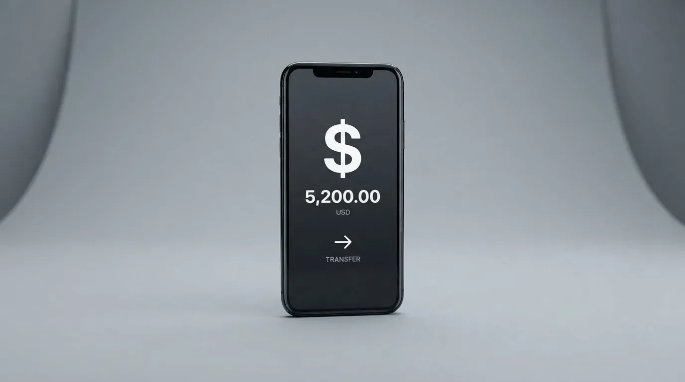 A phone showing a stablecoin transfer screen