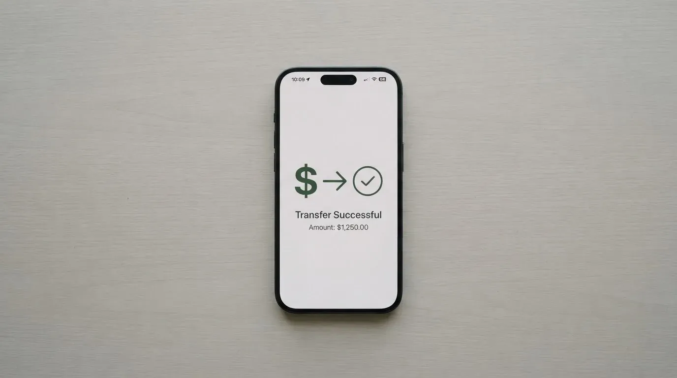 A phone showing a stablecoin transfer screen