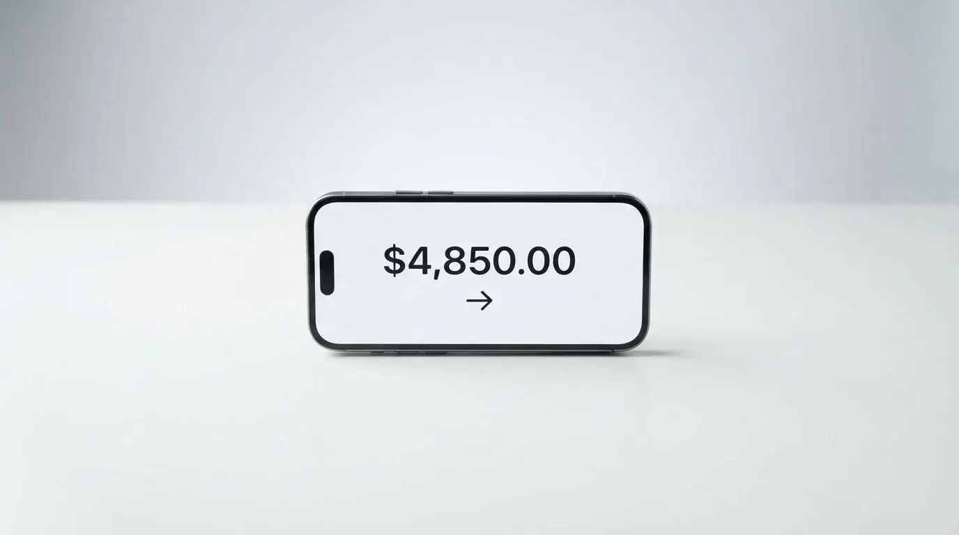 A phone showing a stablecoin transfer screen