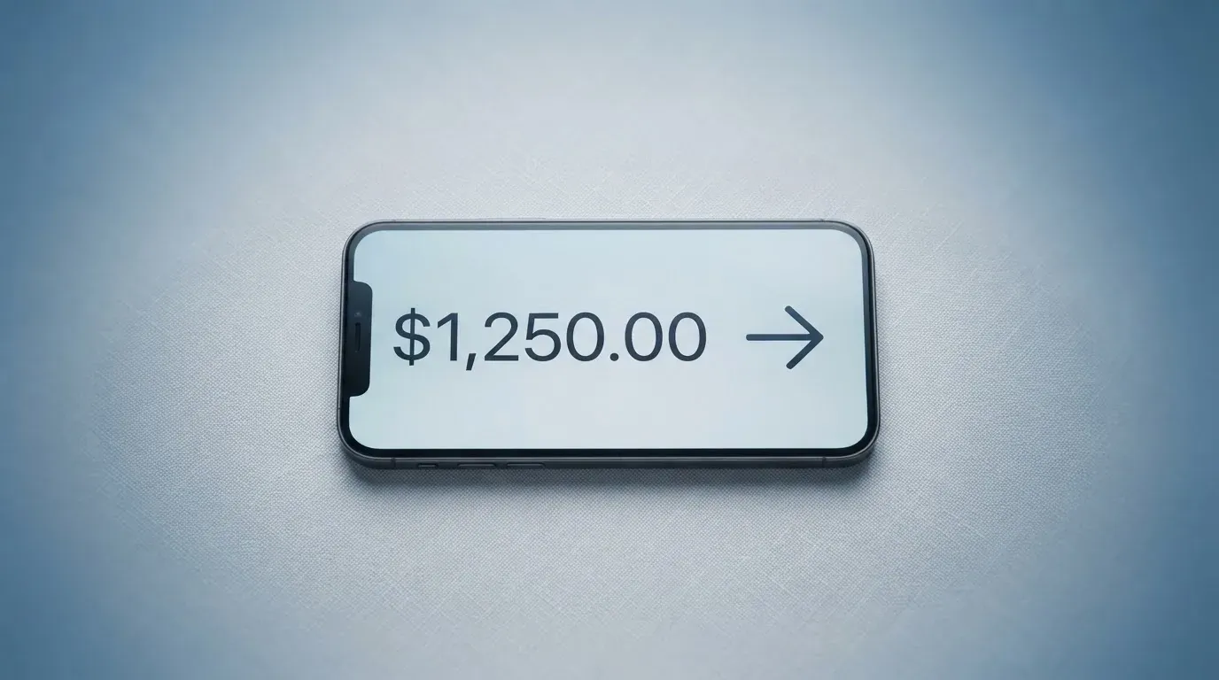 A phone showing a stablecoin transfer screen
