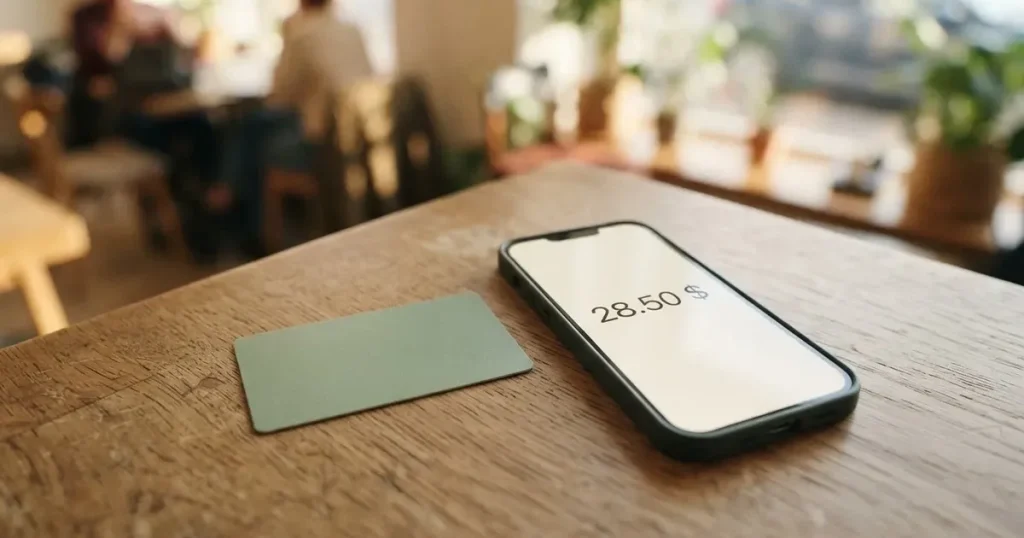 A payment card next to a phone with a crypto wallet app open