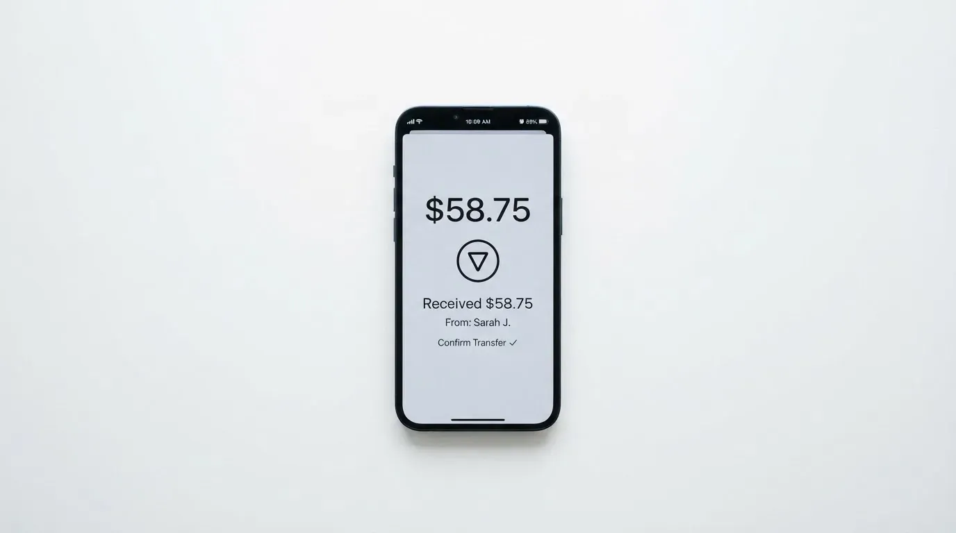 A phone showing a stablecoin transfer screen