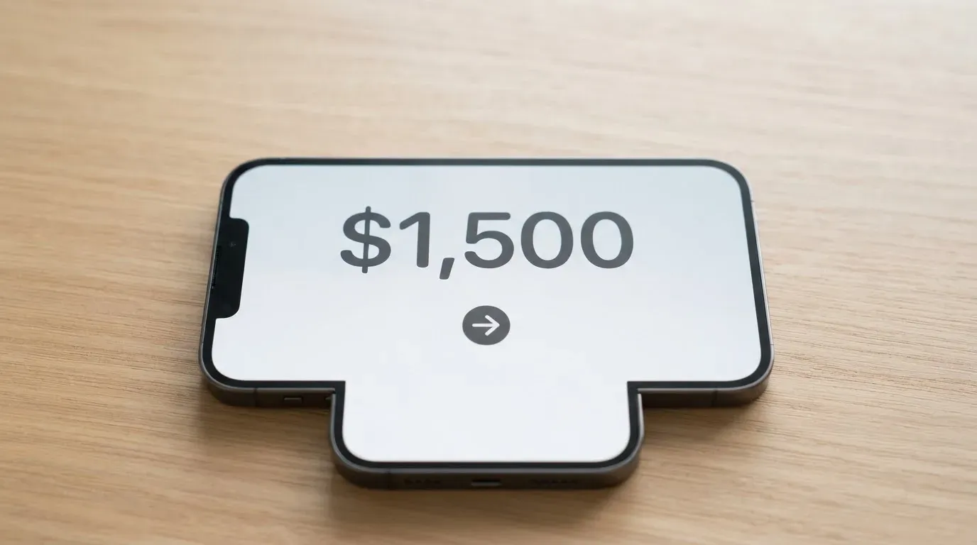A phone showing a stablecoin transfer screen