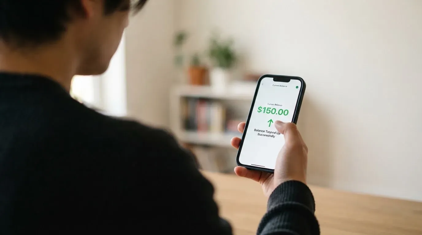 A phone showing a stablecoin transfer screen