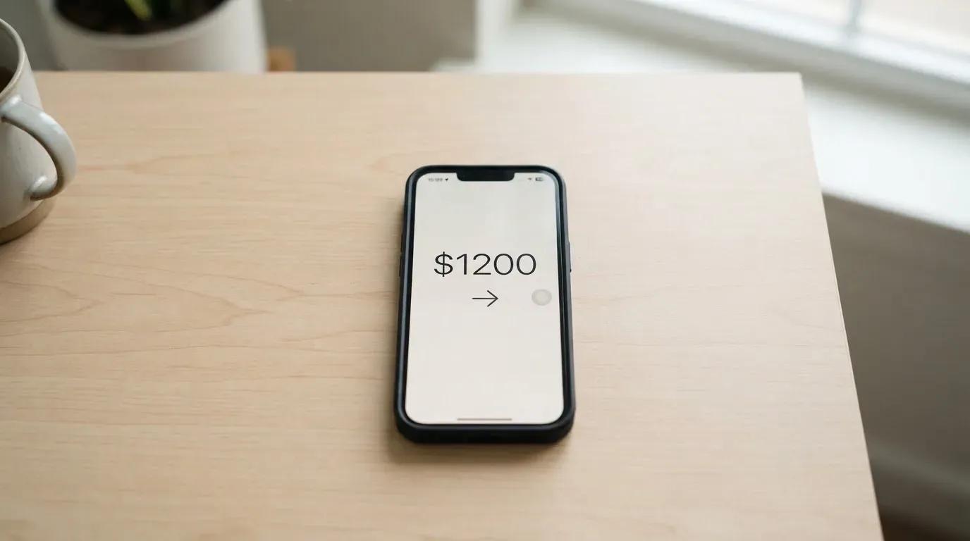 A phone showing a stablecoin transfer screen