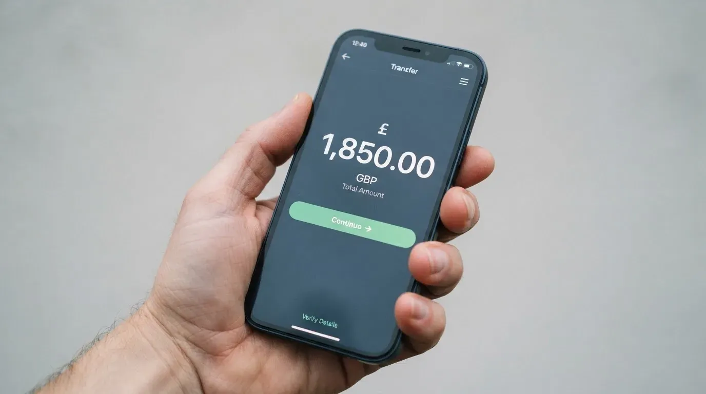 A phone showing a stablecoin transfer screen