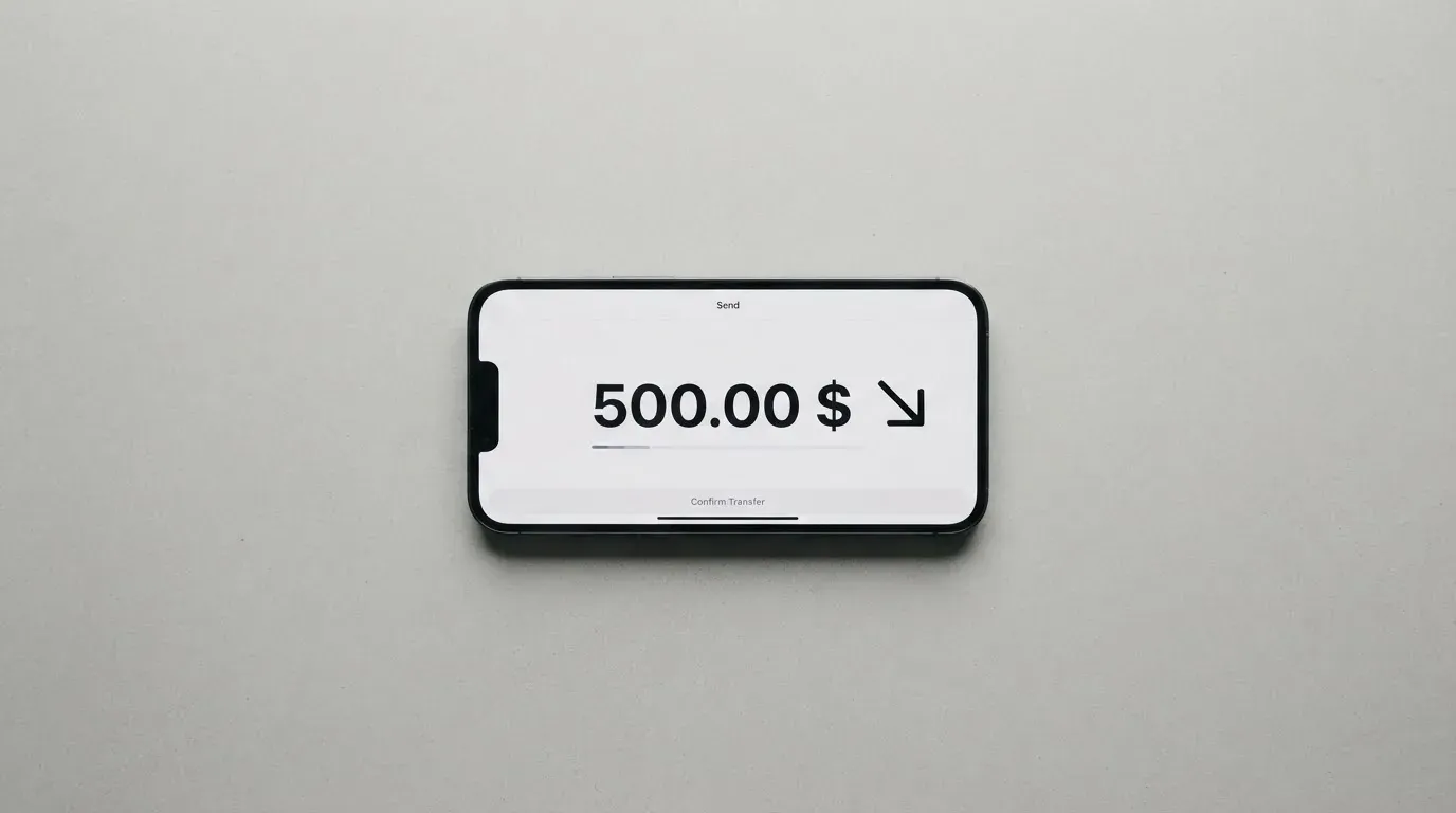 A phone showing a stablecoin transfer screen