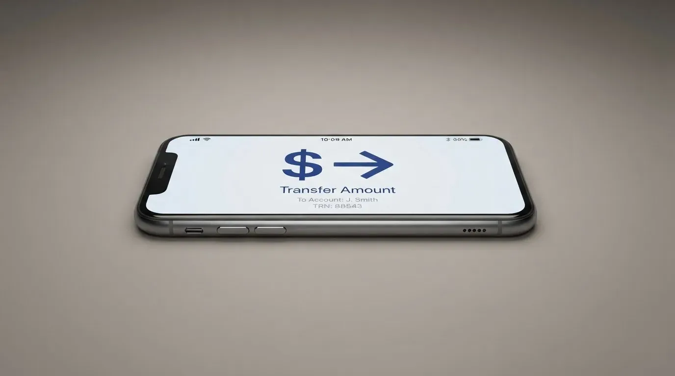 A phone showing a stablecoin transfer screen