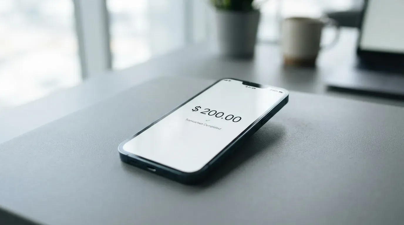 A phone showing a stablecoin transfer screen