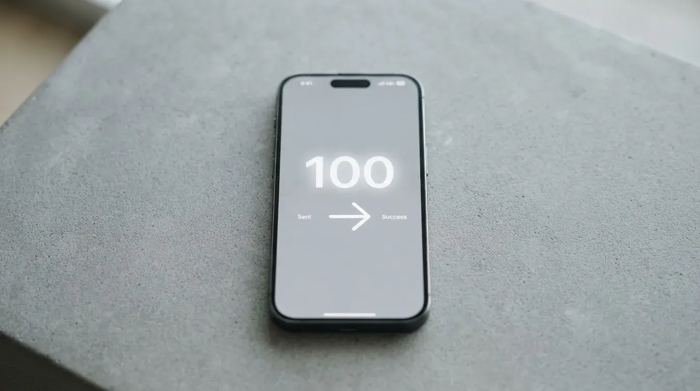A phone showing a stablecoin transfer screen