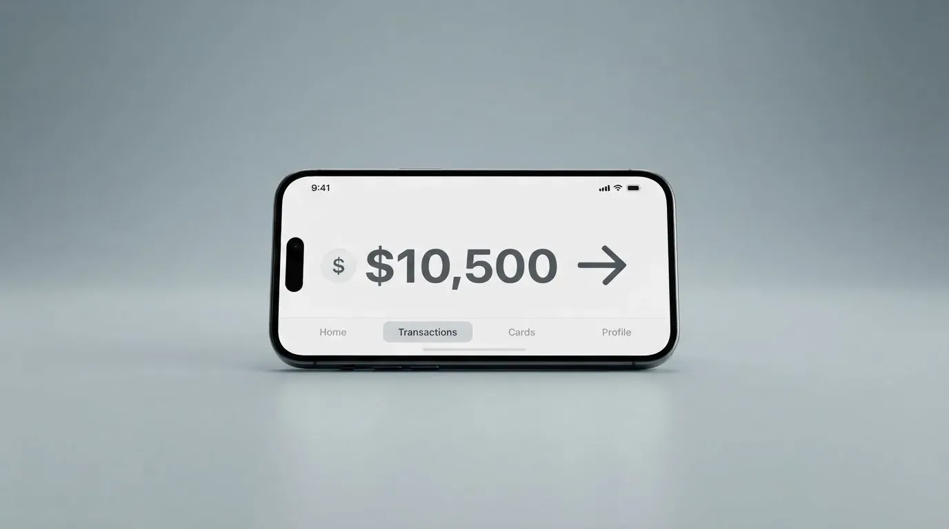 A phone showing a stablecoin transfer screen