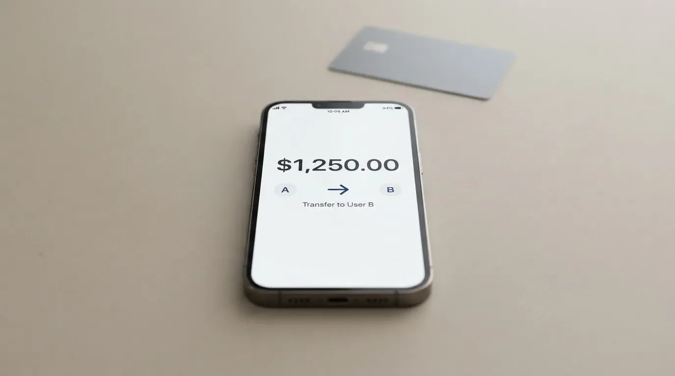 A phone showing a stablecoin transfer screen