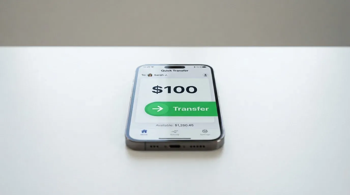 A phone showing a stablecoin transfer screen