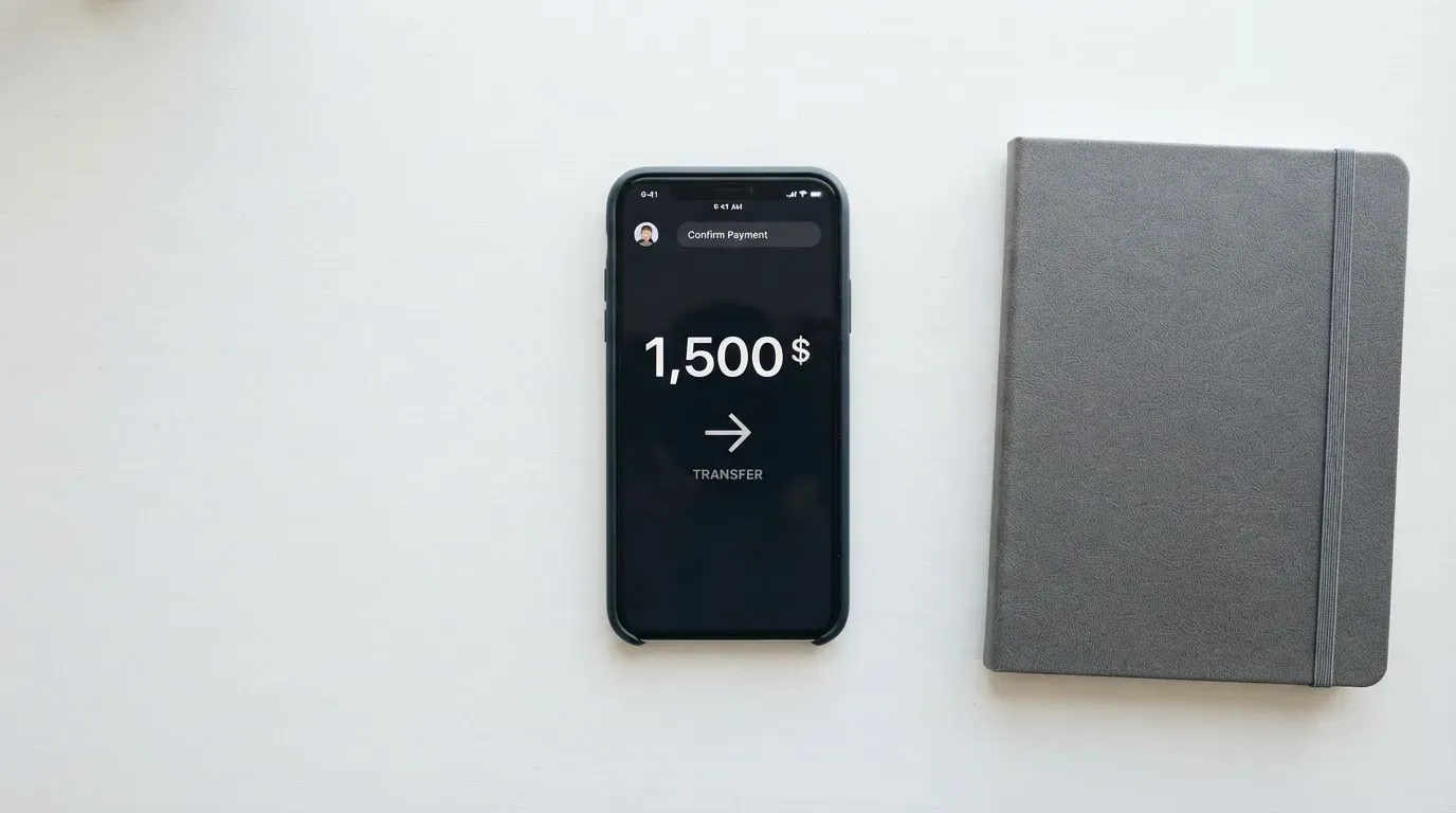 A phone showing a stablecoin transfer screen