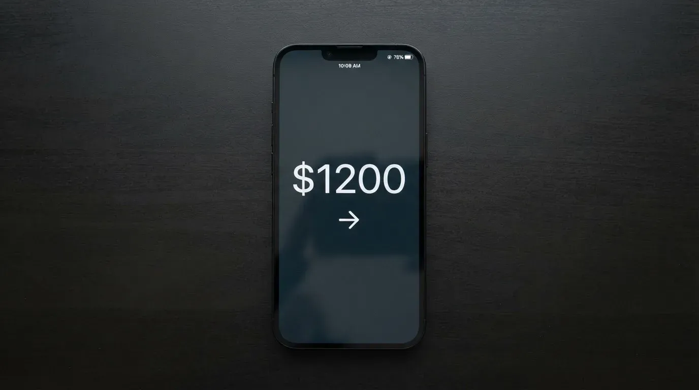A phone showing a stablecoin transfer screen