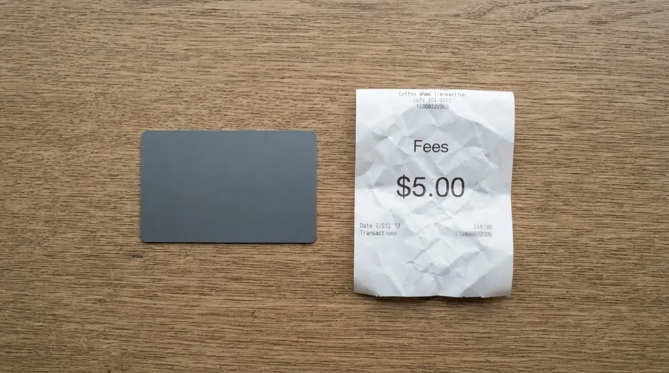 A receipt and a card on a café table